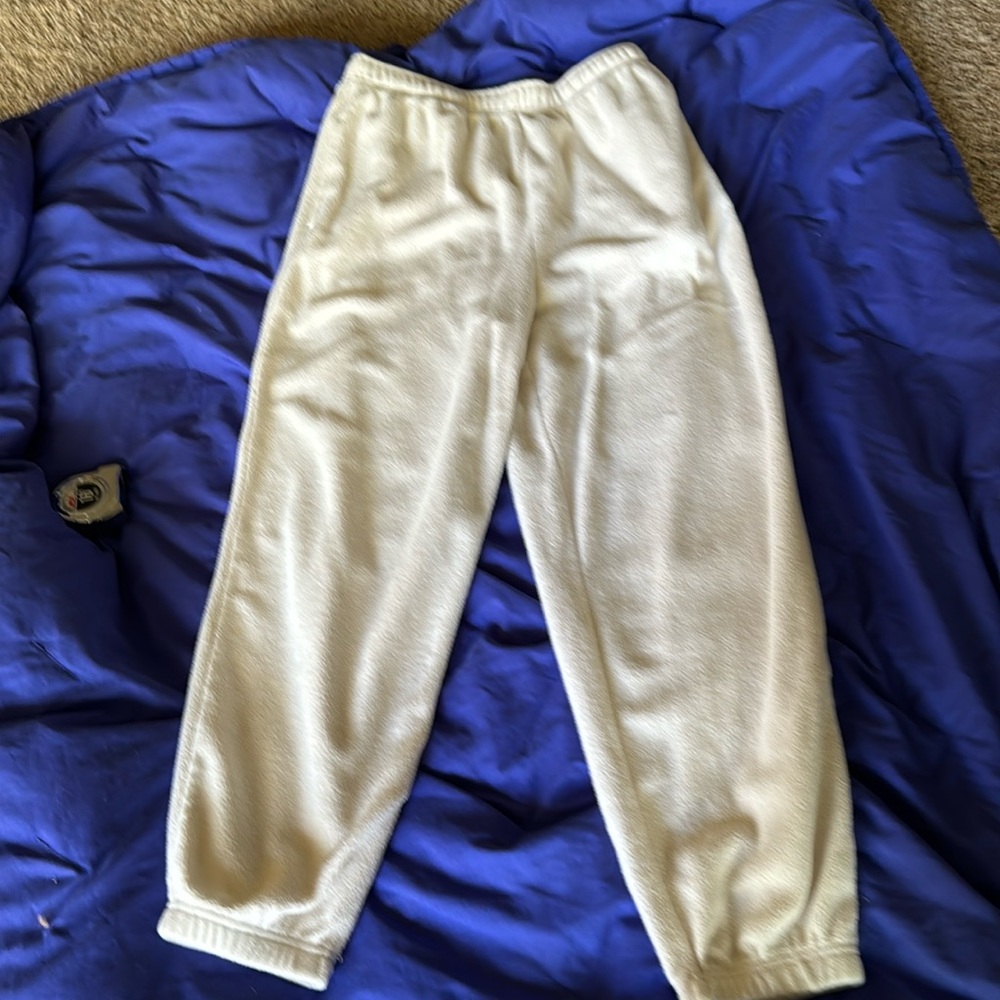 White fleece sweatpants